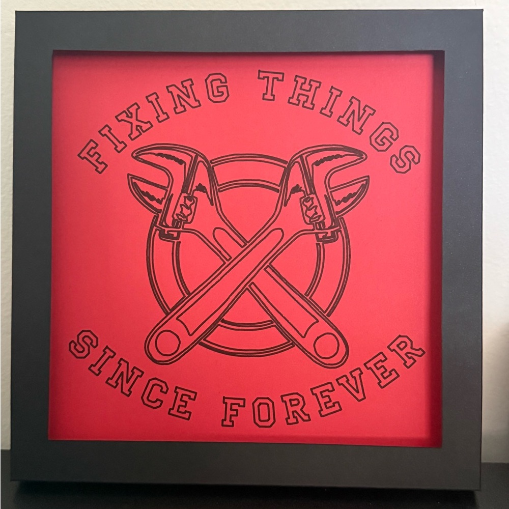 8x8” new Framed Wall Art with Wrench Design dad guy mechanic handyman funny cool